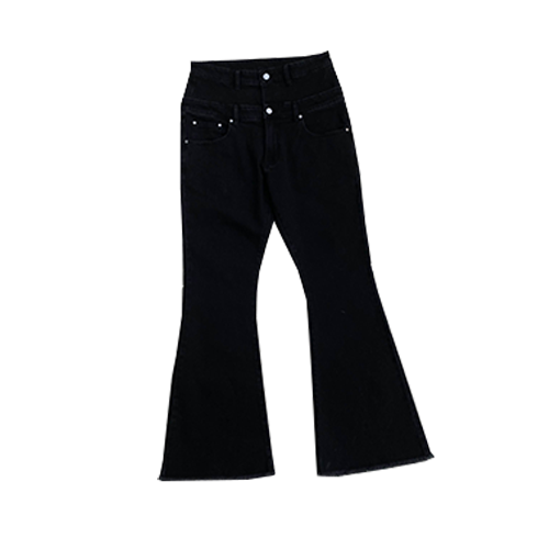 DOUBLE WAIST FLARED DENIM